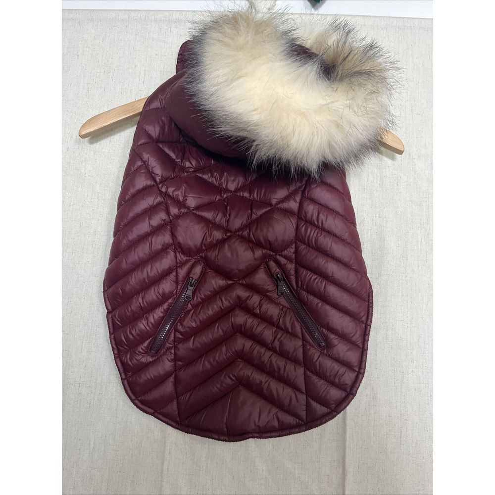 PAJAR PUP Insulated Puffer Jacket Dogs Removable‎ Hood Nylon Coat Maroon Large
